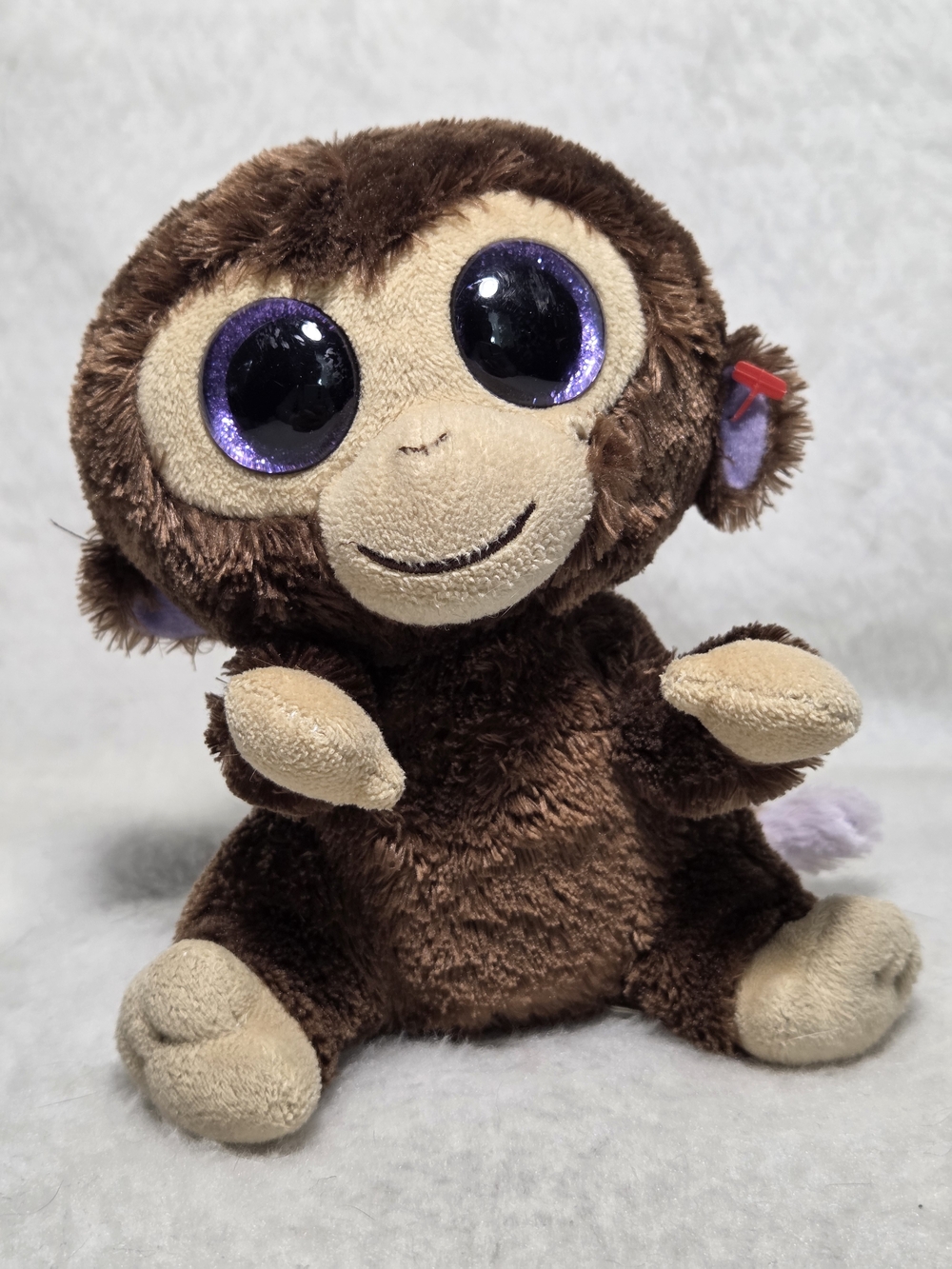 COCONUT Ty Beanie Boos 6" Monkey Brown with Purple Eyes NO HANGTAG